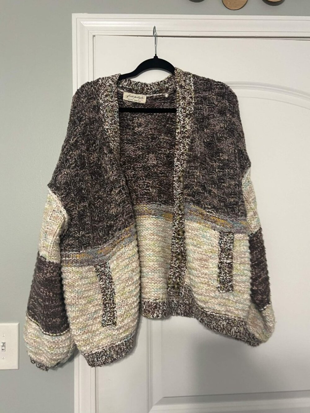 NWOT Free People Isabella Multi-Color Knit Cardigan - Size Medium Oversized